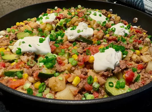 Tex-Mex Ground Beef and Potato Skillet