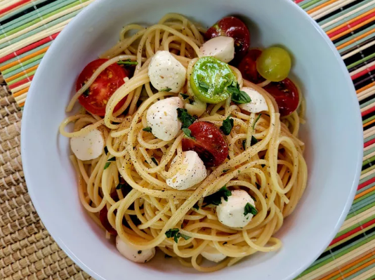 Caprese Pasta with Thai Basil