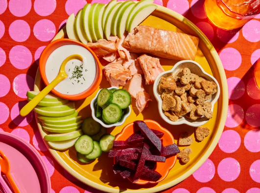 Smoked Mackerel, Beets, Apples, and Bread Crisps